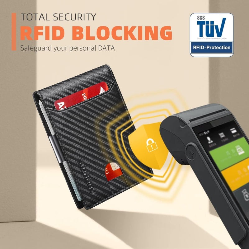 RUNBOX Money Clip Wallets for Men,Slim Leather Mens Bifold Wallet,RFID Blocking Front Pocket Wallet,Thin Credit Card Holder with Gift Box - Image 4